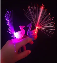 peacock Glow Light Ring Torch LED Finger Ring Lights Flash Beams Light Halloween Party LED lighted Toys light finger ring1888006