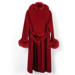 Wuhuang Autunno E Inverno Nuovo Haining Doppio Lato Cappotto di Pelliccia di Lana Colletto di Volpe Manica Lunga da Donna 726898