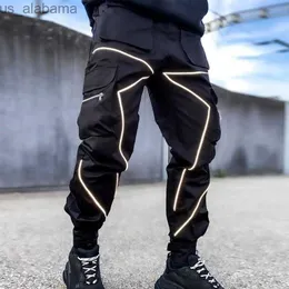 Męskie spodnie męskie spodnie ładunkowe moda moda Jogger błyszcząca kombinezon Man Luminous Pencil Pants 240308