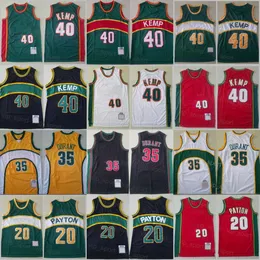 Män Throwback Basketball Gary Payton Jersey 20 Retro Kevin Durant 35 Shawn Kemp 40 Team Color Red Black White Green Gul All Stitched Breattable Top/High