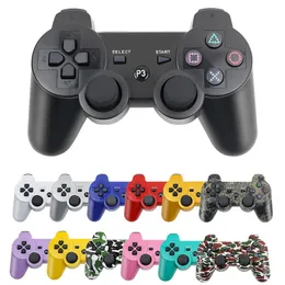 PS3 진동 컨트롤 컨트롤을위한 Dualshock 3 무선 Bluetooth 조이스틱 PS PS3 게임 컨트롤러 용 조이스틱 게임 패드 소매 상자와 로고가 있습니다.