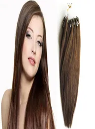 6 Medium Brown Micro Ring Hair Hair Extensions 100G 1GS Micro Bead Hair Extensons 100s Zastosuj naturalne mikro łącze Huma9851204