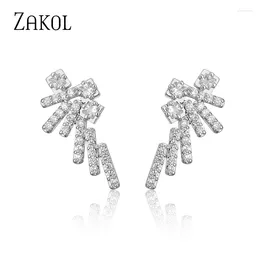 Ohrstecker ZAKOL Mode Zirkonia für Frauen Exquisite Hochzeit Brautschmuck Aretes De Mujer Modernos 2024