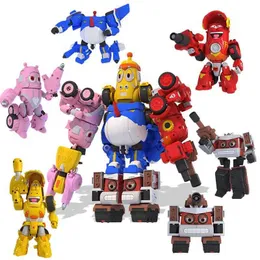 Anime Manga 5 pieces/set of high-quality ABS fun larval transformation toy action diagram for birthday gift deformation car mode and mechanical mode J240308