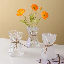 Cam vazo düzensiz katlanmış yol berraklığında cam vazo yaratıcı el sanatları süslemeleri hidroponik sanat çiçek vazolar teraryum kapları 240229