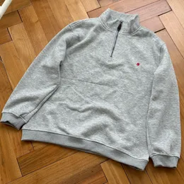 Felpa con cappuccio con mezza cerniera con logo ricamato 24ss Autunno Inverno Uomo Donna Felpa con cappuccio in pile Streetwear Pullover Felpa 8 marzo