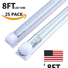 Led Tubes T8 Integrated Double Line Led Tube 4Ft 28W 8Ft 72W Smd2835 Light Lamp Bb 96 Dual Row Leds Lighting Fluorescent Replacement D Dhgaa