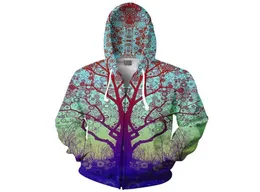WhoLetrip Tree Zipup Hoodie Trippy 3D Baskı Moda Giyim Kadın Erkekler Başlıklar Kapşonlu Sıradan Fermuar Sweatshirts Kıyafetler S4929471