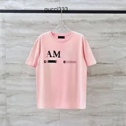Amirirlies Pink Summer Shirts Amari Splash Men Amirl Mens T Amis 디자이너 의류 Am 성격 편지 Amar Ink Tshirt Miri Short Sleeve 2023 Summer Tops T Shi