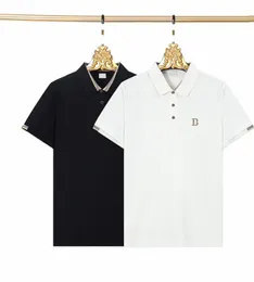 T Designer Men Embroidered Lapel Polo Shirt Stripes for Daily Wear Business T-shirts Black White Thread Tshirts Wholesale