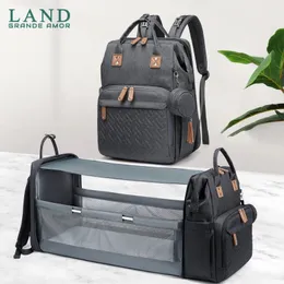 Baby Diaper Bags Mummy Fold Bed Backpack Maternity Waterproof Nappy Multi-function Nursing Changing Bag For Mom Dad