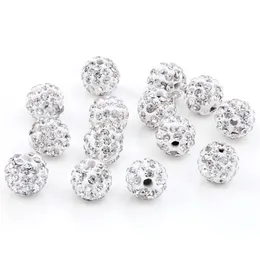 Crystal 100Pcs/Lot 10Mm White Micro Pave Cz Disco Ball Crystal Bead Bracelet Rhinestone Necklace Jewelry Beads. Drop Delivery Jewelry Dhvj2