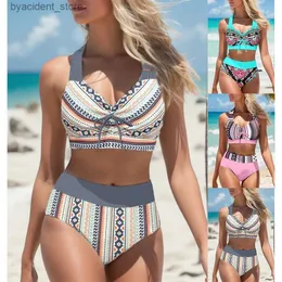 Kvinnors badkläder sexig bikini set tryckt bowknot stropplös topp och bottnar bikini sexig sommar strandkläder badkläder damer badkläder s-5xl l240308