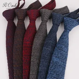 PEORCHID Navy Skinny Men's Knitted Tie Slim Cut Gray Wine Red Knitting Blue Necktie Wedding Tie Groomsmen Gift Cravatte Uomo12564