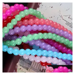 Other Wholesale 85Pcs One String 10Mm Mticolor Imitation Jade Glass Beads Round Loose Semi Precious Stone Spacer For Jewelry Making D Dhcwa
