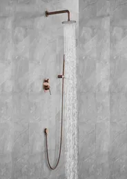 Fırçalanmış Gül Altın İki Fonksiyon Yağmur Duş Musluk Seti Duvar Montajı Duş Kol Diriver Mikser Musluk Pirinç Handheld Sprey Set 4861118