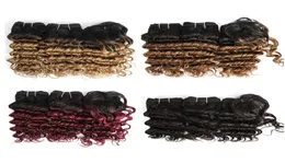 Ombre capelli umani tesse fasci di capelli ricci indiani onda profonda 810 pollici 3 pezzi set biondo vino rosso estensioni dei capelli umani 166gSet2004690