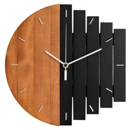 木製の壁の時計モダンデザインビンテージ素朴なぼろぼろの時計静かなアートウォッチホームデコレーション9830055