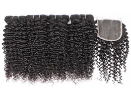 Jerry Curl Virgin Hair 4 Bundles mit 44-Spitze-Verschluss, natürliche Farbe, Remy, brasilianisches, peruanisches, indisches, kambodschanisches, lockiges Echthaar, Ext9848026