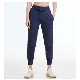 Lu-965 женские штаны для йоги, женские быстросохнущие спортивные брюки для бега на шнурке, свободные брюки для танцев и бега для девочек, спортивные штаны Fiess