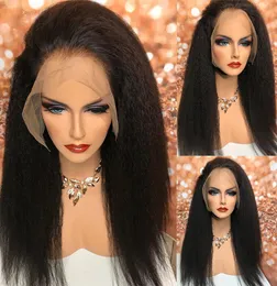 220 Density Kinky Straight Synthetic Lace Front Wigs For Black Women Yaki Straight Wig Pre Plucked Hairline with Baby Hair9503654