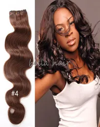 8A Body Wave 4pcslot Brazilian Malaysian Indian Peruvian Dark Brown Black Hair Weave Human Hair Weft Bella Hair1199192