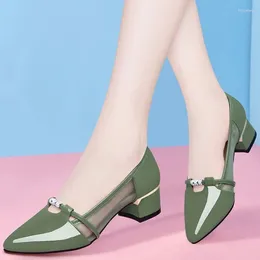 Vestido sapatos zapato negro tacon mulheres bonito doce de alta qualidade verde deslizamento em bombas de salto para festa senhoras conforto casual 2024