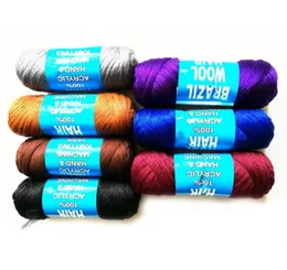 5rollslot Brazilian Wool Hair 100 Acrylic hand and machine knitting Blended Yarn scale hair 7 colors for choose3479968