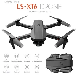 드론 미니 드론 XT6 4K 고화질 Wi-Fi 카메라 FPV 공기 압력 고도 고도 접이식 4 헬리콥터 RC 드론 Q240308