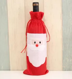 Juldekoration 200 st jultomten Gift Festival Decorations Red Wine Bottle Cover Påsar Xmas Champagne Bag4674570