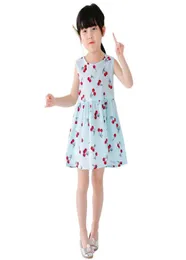 Princess Girls Dress Costume Cherry Print Cloths for Kids Babylessless Aline Dresses Girl Kids Christmas Party Clothing1301347