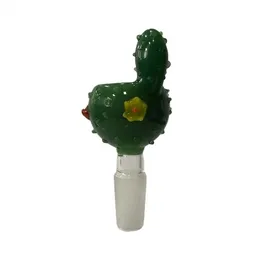 Accessori per fumatori per pipa ad acqua in vetro di cactus verde, ciotola per tabacco in vetro da 14 mm e 18 mm