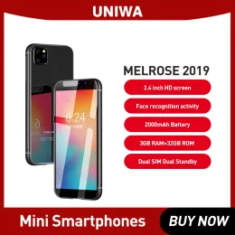 Melrose 2019 Super Mini 4G Phone Smarthons 3.4 Inch Ultra Slim Quad Mobile Phone Android 8.1 التعرف على الوجه 5MP