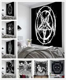 Pentagram Flag of Satan Tarot Black Cat Tapestry Hanging Hand Hippie Moon Wolf Witchcraft Decor Tapestries Wall Blanket9934916