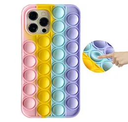 Bubble Telefle Case Reliver Stres Fidget Toys Push Silikon Case Antistress iPhone 12 11 Pro Max Girl Ochrata 5312388