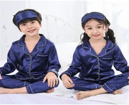 Kids pyjamas Not included Blindfold Children039s Pajamas Autumn Long Sleeve Girls Sleepwear Set Boys Silk Pajamas Suit for Kid 9144028