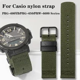 Oglądaj zespoły dla Casio PRG-600YB PRG-650 PRW-6600 GA2000 Pasek wodoodporny Bransoletka Nylonowa Zielona Khaki Black 24 mm