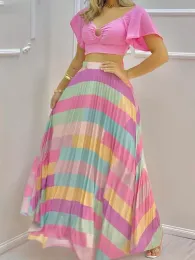 ドレスサマーレインボーカラフルな印刷されたセクシービーチドレスの女性半袖ドレスパーティービーチウェアガールズスリングドレス