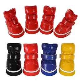 Outono inverno sapatos para cães de estimação para cães pequenos couro quente filhote de cachorro botas de neve à prova dwaterproof água chihuahua pug gato botas produtos 240228