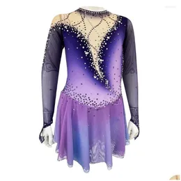 Scen Wear Purple Artistic Gymnastics Competition Leotard Kids föreställningar Leotards Anpassad stil och storlek Drop Delivery DHI9K