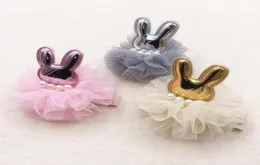 15pcs Fashion Cute PU Rabbit Hairpins Tulle Floral Bunny Barrettes Princess Headwear Boutique Hair Accessories for Girls4512645