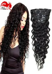 Deep Curly Human Remy Hair Clip in ExtensionsBrazilian Hair Clip in Extension7PCSSet1026 tum i StockColor 1B Brasiliansk H6113012