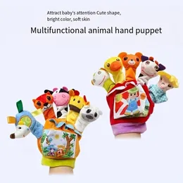 Giocattolo per bambini Cartone animato animale Burattino Copri dito con libro di stoffa Guanti per le mani Educazione precoce ParentI Interazione per bambini 240226