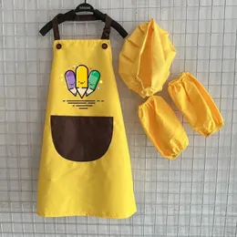 Criança avental crianças manga chapéu bolso jardim de infância cozinha cozimento pintura cozinhar bebida comida enfant 240227