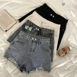 Women's Shorts 2024 Summer Jeans High Waist Button Pantalones Cortos De Mujer Slim Looking 4 Colors Denim