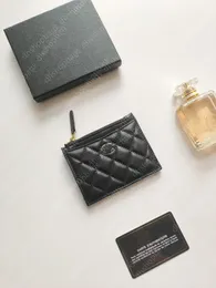 Nowa przybycie owczarek czarne torebki Cowhide Karta kredytowa Ladys Portfely Proste skórzane wyczerpujące karty kolorów Kobiety zamek zamień mini kluczowe torbę z pudełkiem DH