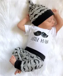 2016 3pcs Newborn baby suits Toddler Infant Kids little man funny romperspants children Boy girl moustache printed casual Clothes5671775