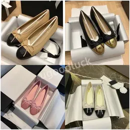 2024 New Summer Ballet Flats Designer Women’s Ballet Flats spliced ​​Goat Goat Calf Patent Bow Leather أحذية 35-42