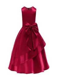 Flickor Performance Costumes Midlength New Bow Dress for Girls 29 år Simple Design Elegant Prom Ball Gown Evening Dresses9396836