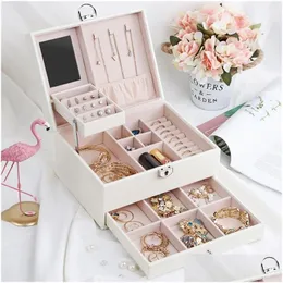 Caixas de armazenamento Caixas Casseg Der Jewlery Box Grande Mti-Layer Pl Jóias Portátil MTI-Função Armazenamento pode ser personalizado 210315 Drop Del Dhn8L